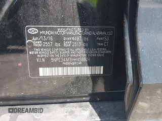 2017 Hyundai Sonata Sport with VIN 5NPE34AF6HH458809, listed as a IAAI auction lot 41977694 with 100,826 mi miles and . Bid and sale history available at DreamBid. Image 9.