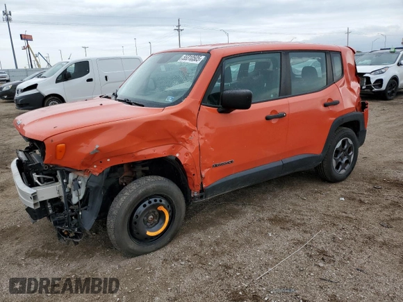 2015 Jeep Renegade Sport with VIN ZACCJBAT3FPC23361, listed as a Copart auction lot 55310505 with 125,468 mi miles and Salvage Title. Bid and sale history available at DreamBid. Image 1.
