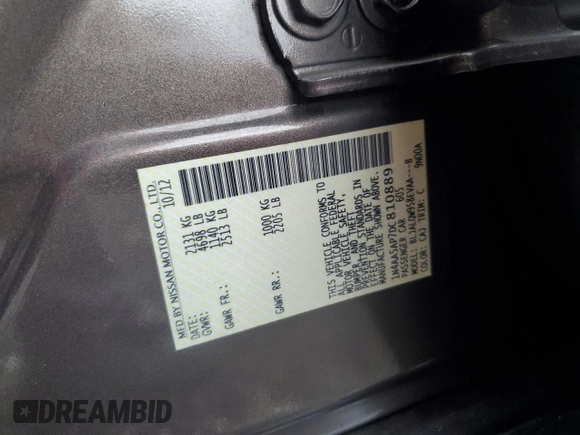 2013 Nissan Maxima S with VIN 1N4AA5AP7DC810889, listed as a Copart auction lot 64614945 with 111,986 mi miles and Clean title. Bid and sale history available at DreamBid. Image 12.