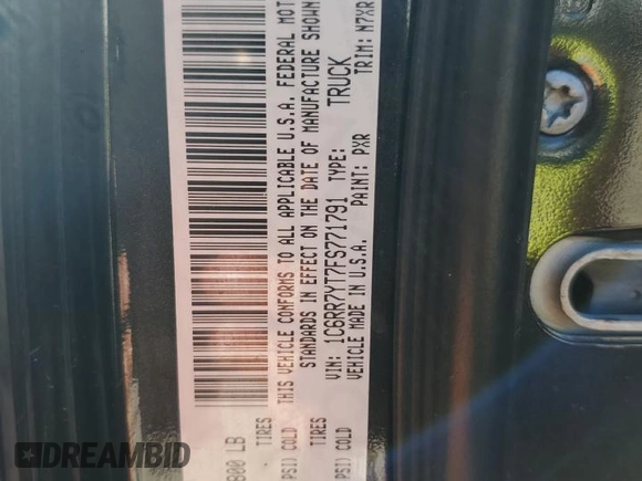 2015 Ram 1500 Rebel z VIN 1C6RR7YT7FS771791, wystawiony jako Copart lot #49873094 z przebiegiem 119 875 mil mil oraz Szkoda całkowita • Salvage title. Historia ofert i sprzedaży dostępna na DreamBid. Obrazek 12.