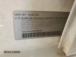 2015 Audi A4 Premium z VIN WAUAFAFLXFN030089, wystawiony jako Copart lot #57796795 z przebiegiem 138 103 mil mil oraz Szkoda całkowita • Salvage title. Historia ofert i sprzedaży dostępna na DreamBid. Obrazek 12.
