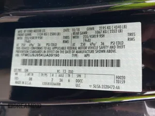 2019 Ford Escape Titanium с VIN 1FMCU9J95KUA09190, выставлен на аукционе IAAI как лот 42539445 с пробегом 61 027 миль миль и . История ставок и продаж доступна на DreamBid. Изображение 9.