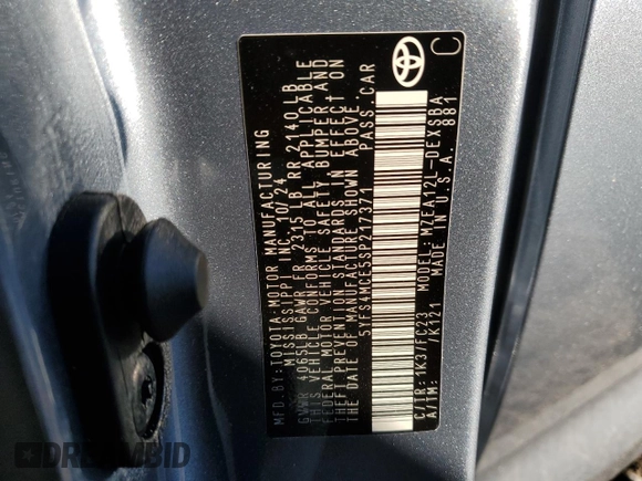 2025 Toyota Corolla SE with VIN 5YFS4MCE5SP217371, listed as a Copart auction lot 82520634 with 234 mi miles and Salvage Title. Bid and sale history available at carsss.com. Image 15.