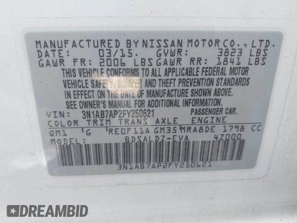 2015 Nissan Sentra S with VIN 3N1AB7AP2FY250621, listed as a IAAI auction lot 41864359 with 132,577 mi miles. Bid and sale history available at carsss.com. Image 9.