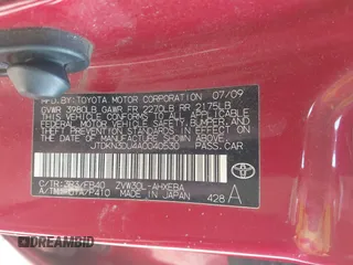 2010 Toyota Prius II with VIN JTDKN3DU4A0040530, listed as a IAAI auction lot 41868220 with 257,601 mi miles and . Bid and sale history available at DreamBid. Image 9.
