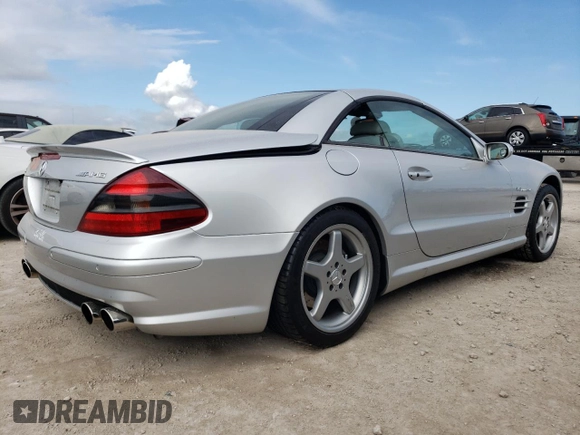2005 Mercedes-Benz SL 55 AMG with VIN WDBSK74F85F101459, listed as a Copart auction lot 75136414 with 56,809 mi miles and Non repairable. Bid and sale history available at DreamBid. Image 3.