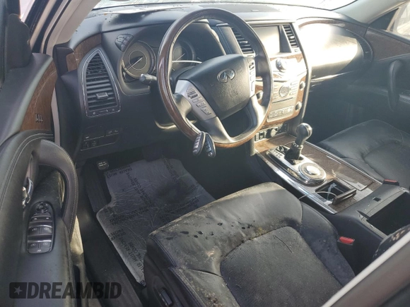 2015 Infiniti QX80 with VIN JN8AZ2NF9F9572311, listed as a Copart auction lot 75133454 with 0 mi miles and Salvage Title. Bid and sale history available at carsss.com. Image 8.