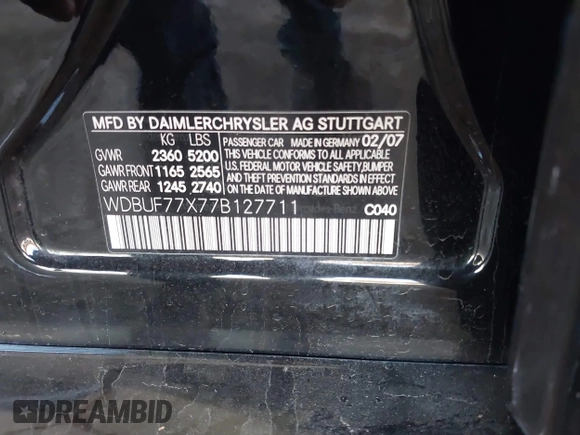 2007 Mercedes-Benz E 63 AMG with VIN WDBUF77X77B127711, listed as a IAAI auction lot 41185489 with 117,590 mi miles and . Bid and sale history available at carsss.com. Image 9.