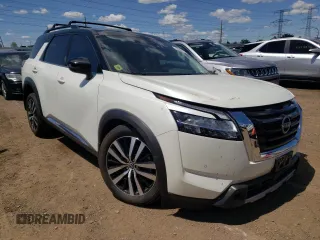 2024 Nissan Pathfinder Platinum with VIN 5N1DR3DK3RC228313, listed as a Copart auction lot 58265575 with 27,387 mi miles and Salvage title. Bid and sale history available at DreamBid. Image 4.