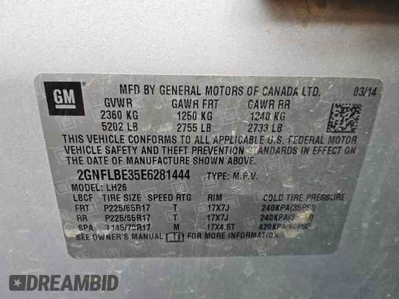 2014 Chevrolet Equinox LT with VIN 2GNFLBE35E6281444, listed as a Copart auction lot 84969044 with 212,854 mi miles and Clean Title. Bid and sale history available at carsss.com. Image 13.