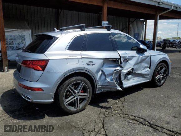 2019 Audi SQ5 Premium Plus with VIN WA1B4AFY5K2001078, listed as a Copart auction lot 55521195 with 57,625 mi miles and Salvage title. Bid and sale history available at DreamBid. Image 3.