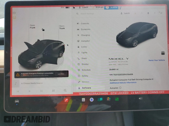 2024 Tesla Model Y Long Range with VIN 7SAYGDEE6RA219456, listed as a Copart auction lot 61855165 with 29,869 mi miles and Salvage title. Bid and sale history available at DreamBid. Image 9.