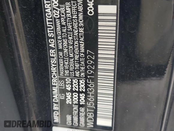 2006 Mercedes-Benz CLK 350 with VIN WDBTJ56H36F192927, listed as a Copart auction lot 53328225 with Not Provided miles and Non Repairable. Bid and sale history available at DreamBid. Image 14.