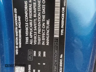 2022 Aston Martin DB11 z VIN SCFRMFCWXNGM11257, wystawiony jako Copart lot #75162314 z przebiegiem Nie podano mil oraz Szkody całkowita. Historia ofert i sprzedaży dostępna na DreamBid. Obrazek 13.