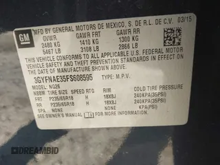 2015 Cadillac SRX with VIN 3GYFNAE35FS608595, listed as a IAAI auction lot 41282751 with 127,055 mi miles and . Bid and sale history available at DreamBid. Image 9.