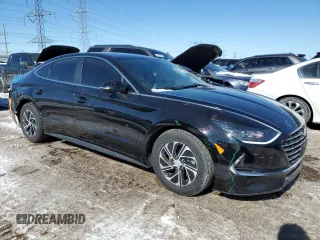 2023 Hyundai Sonata Hybrid Blue with VIN KMHL24JJ0PA060415, listed as a Copart auction lot 45715475 with 91,222 mi miles and Salvage Title. Bid and sale history available at carsss.com. Image 4.