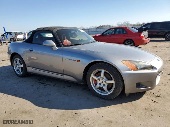 2000 Honda S2000 with VIN JHMAP1140YT000239, listed as a Copart auction lot 89327695 with 43,521 mi miles and Salvage Title. Bid and sale history available at carsss.com. Image 4.