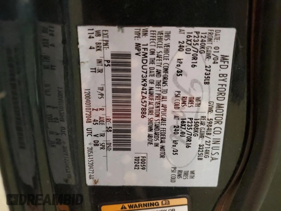 2004 Ford Explorer XLT z VIN 1FMDU73K94ZA57886, wystawiony jako Copart lot #76014394 z przebiegiem 137 359 mil mil oraz Szkoda całkowita • Salvage title. Historia ofert i sprzedaży dostępna na DreamBid. Obrazek 13.