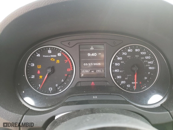 2015 Audi A3 2.0T Premium with VIN WAUBFGFF6F1002007, listed as a Copart auction lot 47058575 with 102,867 mi miles and Salvage Title. Bid and sale history available at carsss.com. Image 9.