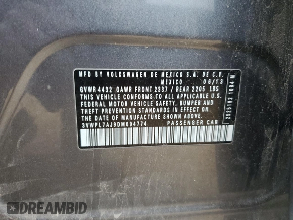 2013 Volkswagen Jetta SportWagen TDI with VIN 3VWPL7AJ9DM694774, listed as a Copart auction lot 44421435 with 127,436 mi miles and Salvage Title. Bid and sale history available at carsss.com. Image 12.