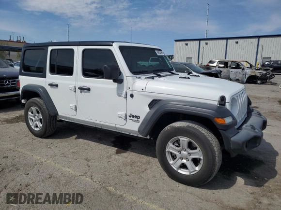 2021 Jeep Wrangler Unlimited Sport S with VIN 1C4HJXDG1MW815830, listed as a Copart auction lot 50634965 with 39,387 mi miles and Salvage title. Bid and sale history available at DreamBid. Image 4.