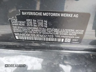 2018 BMW 3 Series 330i xDrive with VIN WBA8D9C55JEM32703, listed as a IAAI auction lot 42478412 with 79,000 mi miles and . Bid and sale history available at DreamBid. Image 9.