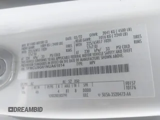 2022 Ford Escape SE с VIN 1FMCU9G61NUA61014, выставлен на аукционе IAAI как лот 42300004 с пробегом 182 352 миль миль и . История ставок и продаж доступна на DreamBid. Изображение 9.