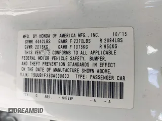 2016 Acura TLX with VIN 19UUB1F35GA000603, listed as a IAAI auction lot 41981464 with 168,783 mi miles. Bid and sale history available at carsss.com. Image 9.