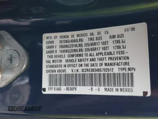 2008 Honda CR-V LX with VIN 3CZRE38348G702512, listed as a IAAI auction lot 42108960 with 220,247 mi miles and . Bid and sale history available at carsss.com. Image 9.