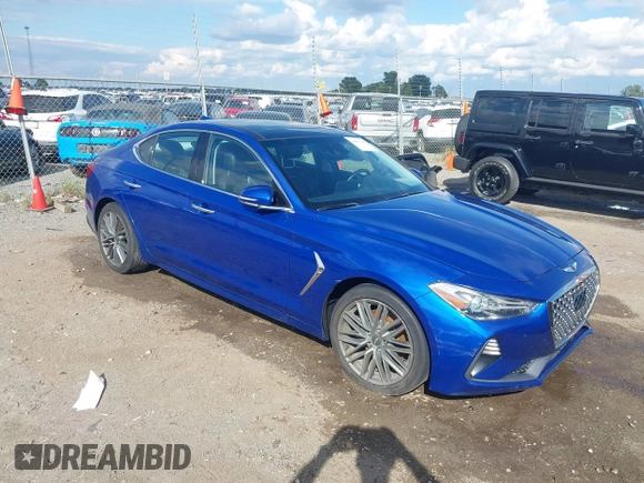 2019 Genesis G70 2.0T Advanced with VIN KMTG34LA1KU021793, listed as a IAAI auction lot 40461168 with 41,903 mi miles. Bid and sale history available at carsss.com. Image 1.