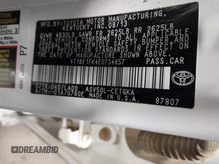 2014 Toyota Camry L with VIN 4T1BF1FK4EU734657, listed as a IAAI auction lot 41963449 with 167,826 mi miles. Bid and sale history available at carsss.com. Image 9.