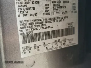 2002 Ford F-150 XLT with VIN 1FTRW07L42KE06960, listed as a Copart auction lot 53909835 with Not Provided miles and Salvage Title. Bid and sale history available at DreamBid. Image 12.