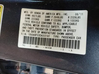 2012 Acura TL Tech Auto with VIN 19UUA9F53CA003187, listed as a IAAI auction lot 41802059 with 160,403 mi miles. Bid and sale history available at carsss.com. Image 9.