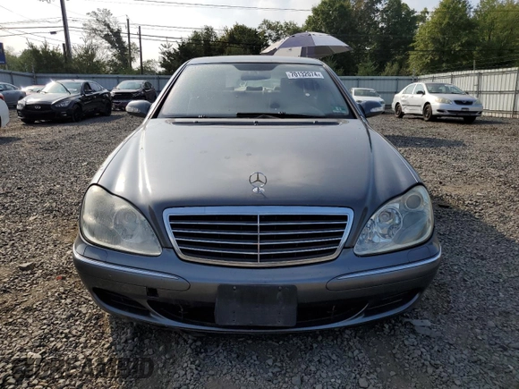 2005 Mercedes-Benz S-Class 4.3L with VIN WDBNG83J65A454791, listed as a Copart auction lot 70132074 with 221,612 mi miles and Salvage Title. Bid and sale history available at carsss.com. Image 5.