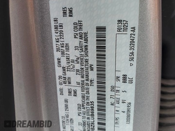 2020 Ford Escape SE Sport Hybrid with VIN 1FMCU0BZ8LUB69835, listed as a Copart auction lot 55128915 with 55,736 mi miles and Salvage title. Bid and sale history available at DreamBid. Image 13.