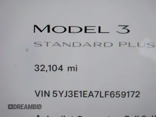 2020 Tesla Model 3 Standard Range Plus with VIN 5YJ3E1EA7LF659172, listed as a IAAI auction lot 42017026 with 32,104 mi miles. Bid and sale history available at carsss.com. Image 15.