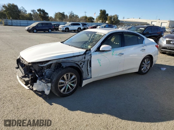 2016 Infiniti Q50 2.0t Premium with VIN JN1CV7AR4GM250223, listed as a Copart auction lot 88310915 with 94,987 mi miles and Salvage Title. Bid and sale history available at carsss.com. Image 1.