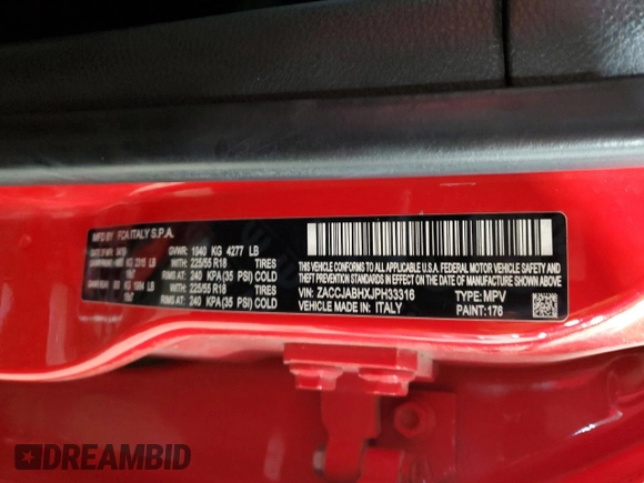 2018 Jeep Renegade Latitude z VIN ZACCJABHXJPH33316, wystawiony jako Copart lot #57911455 z przebiegiem 79 597 mil mil oraz Czysty tytuł • Clean title. Historia ofert i sprzedaży dostępna na DreamBid. Obrazek 13.
