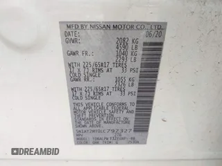 2020 Nissan Rogue S z VIN 5N1AT2MT0LC797327, wystawiony jako IAAI lot #42464199 z przebiegiem 44 470 mil mil oraz . Historia ofert i sprzedaży dostępna na DreamBid. Obrazek 9.