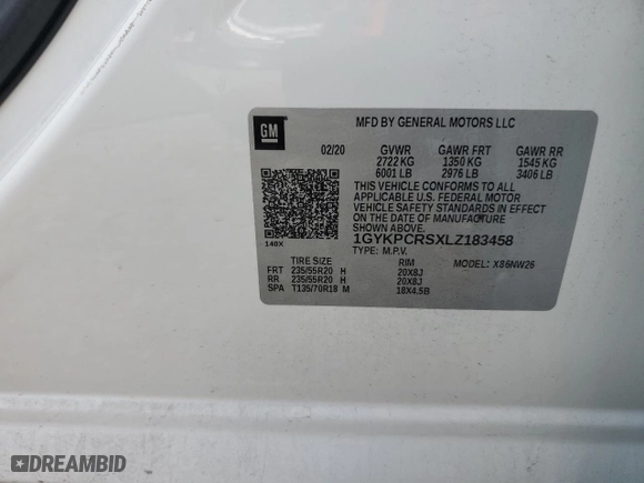 2020 Cadillac XT6 FWD Premium Luxury with VIN 1GYKPCRSXLZ183458, listed as a Copart auction lot 51249275 with 73,177 mi miles and Salvage Title. Bid and sale history available at carsss.com. Image 14.