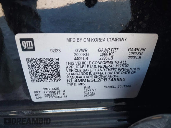 2023 Buick Encore GX Select с VIN KL4MMESL2PB145950, выставлен на аукционе IAAI как лот 41414741 с пробегом 3 753 миль миль и . История ставок и продаж доступна на DreamBid. Изображение 9.