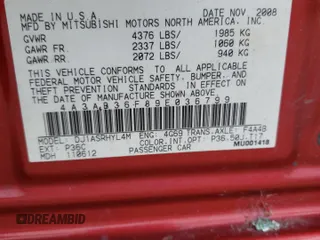2009 Mitsubishi Galant ES z VIN 4A3AB36F89E036799, wystawiony jako Copart lot #66855604 z przebiegiem 242 541 mil mil oraz Szkoda całkowita • Salvage title. Historia ofert i sprzedaży dostępna na DreamBid. Obrazek 13.