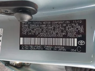 2013 Toyota Prius One with VIN JTDKN3DU6D5557058, listed as a IAAI auction lot 41765281 with 118,128 mi miles. Bid and sale history available at carsss.com. Image 9.
