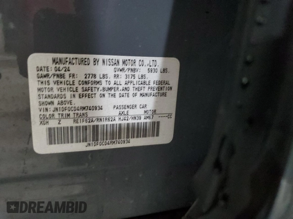 2024 Nissan ARIYA Platinum+ with VIN JN1DF0CD4RM740934, listed as a Copart auction lot 57384945 with 3,141 mi miles and Salvage title. Bid and sale history available at DreamBid. Image 13.