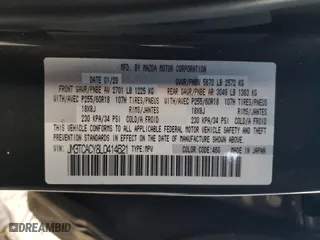 2020 Mazda CX-9 Touring with VIN JM3TCACY8L0414621, listed as a Copart auction lot 48508525 with 0 mi miles and Salvage Title. Bid and sale history available at carsss.com. Image 13.