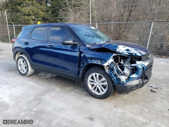 2021 Chevrolet TrailBlazer LS with VIN KL79MMS28MB145490, listed as a Copart auction lot 44392445 with 55,006 mi miles and Salvage Title. Bid and sale history available at carsss.com. Image 4.
