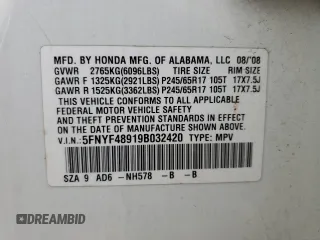 2009 Honda Pilot Touring with VIN 5FNYF48919B032420, listed as a Copart auction lot 43174555 with 183,547 mi miles and Salvage Title. Bid and sale history available at carsss.com. Image 15.