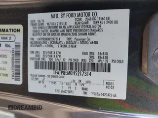 2017 Ford Mustang V6 z VIN 1FATP8EM0H5217314, wystawiony jako IAAI lot #42296116 z przebiegiem 104 845 mil mil oraz . Historia ofert i sprzedaży dostępna na DreamBid. Obrazek 9.