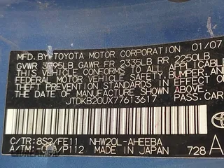 2007 Toyota Prius with VIN JTDKB20UX77613617, listed as a IAAI auction lot 42149858 with 236,137 mi miles. Bid and sale history available at carsss.com. Image 9.