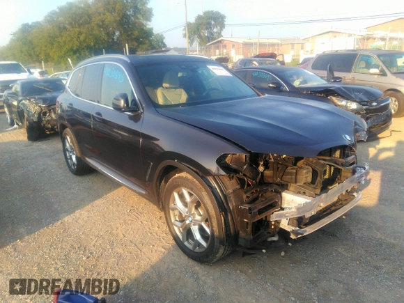 2020 BMW X3 xDrive30i with VIN 5UXTY5C09L9D66653, listed as a IAAI auction lot 40030845 with 38,965 mi miles and . Bid and sale history available at DreamBid. Image 1.